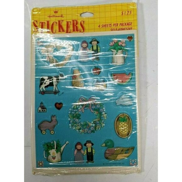 New Sealed Vintage Hallmark Stickers Country Theme 1987 4 Sheets Made in USA - Picture 8 of 8